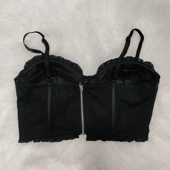 Superdown Black Ruffled Oaklynn Bustier Spaghetti Straps & Back Zipper Closure M - Picture 4 of 7